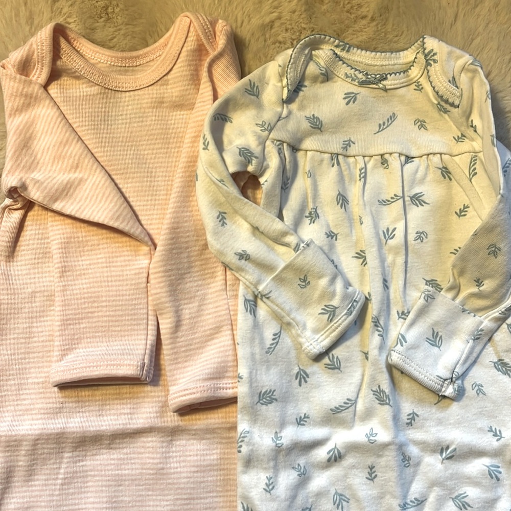 Pair of newborn open bottom suits